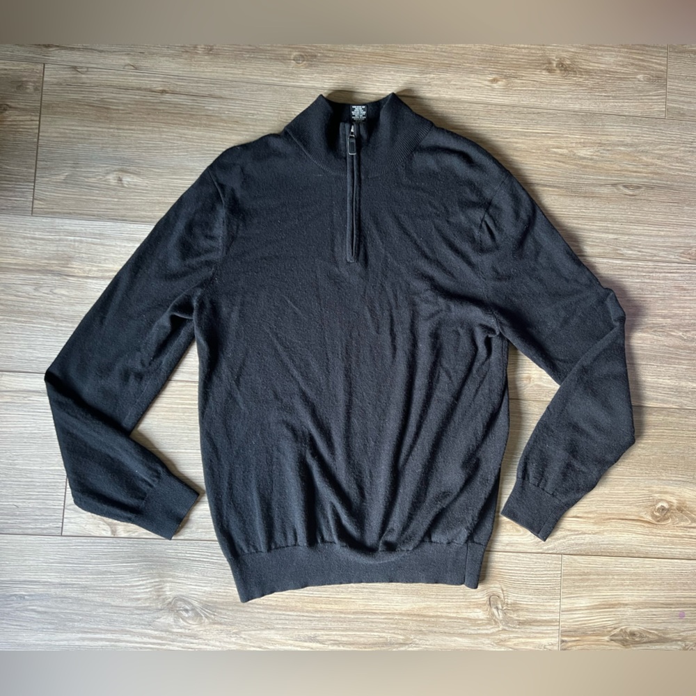 100% Merino Wool Jos A Banks Men's Black Sweater Size Large